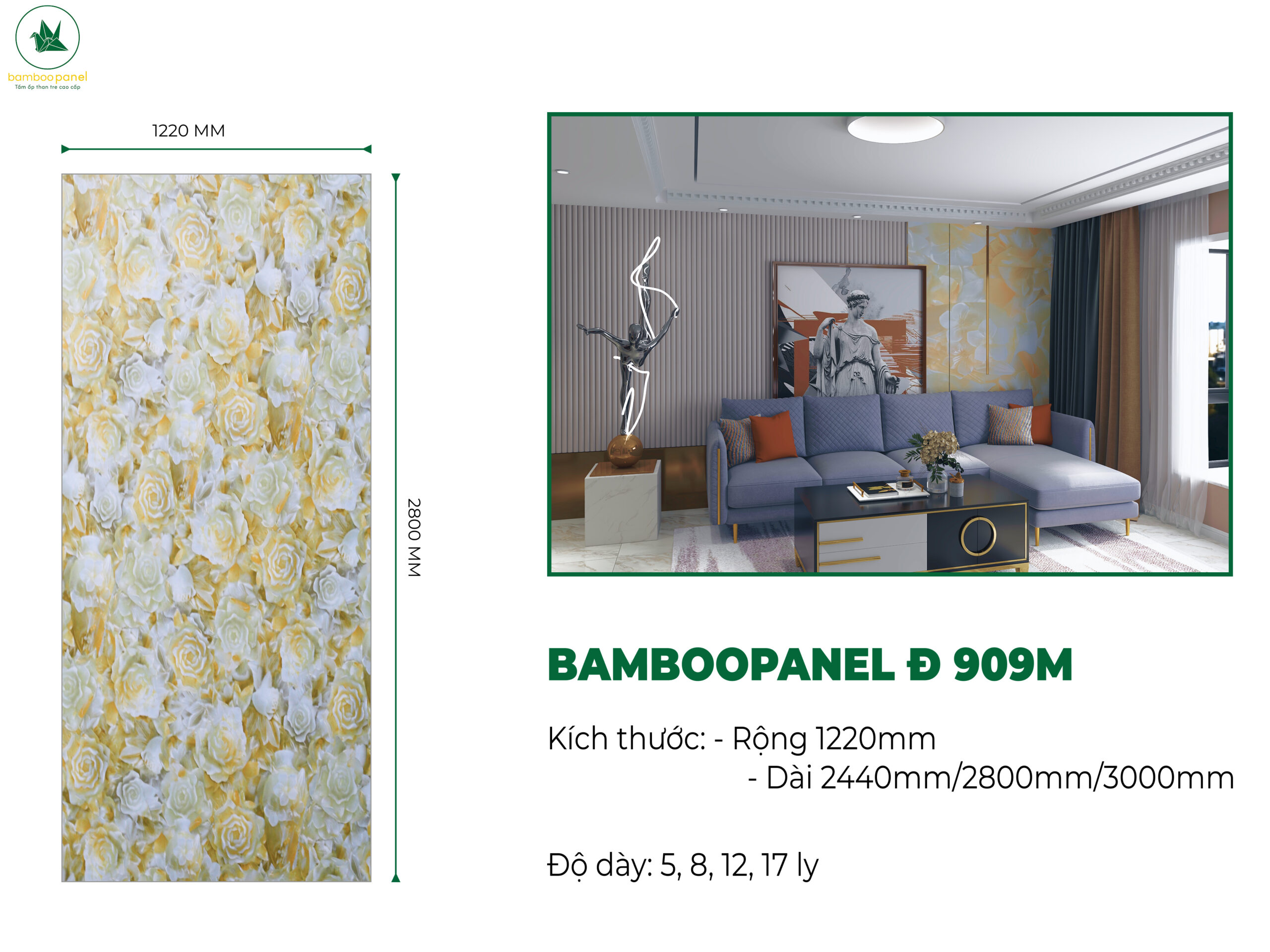 Tấm ốp than tre vân đá BambooPanel 