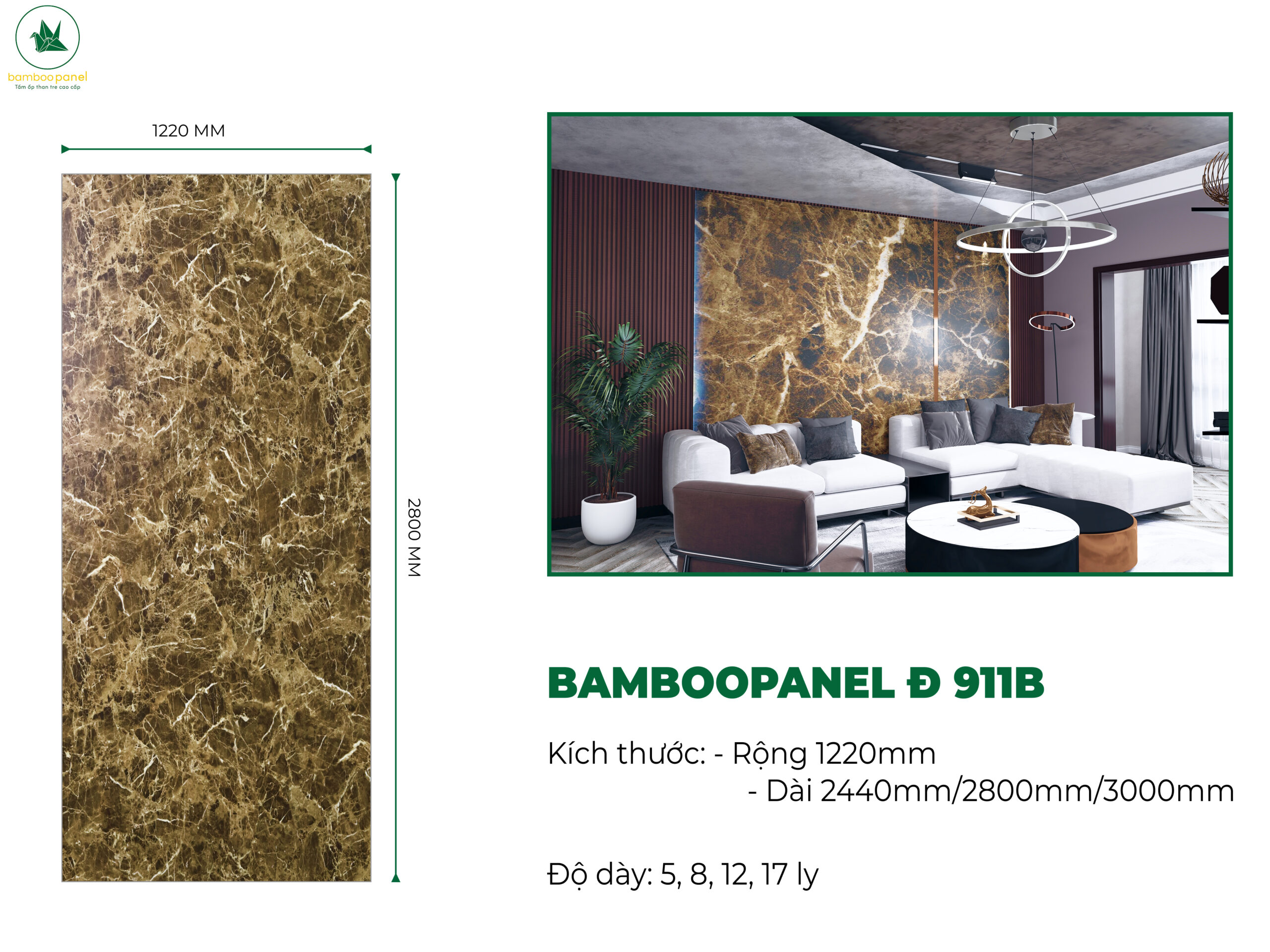 Tấm ốp than tre vân đá BambooPanel 