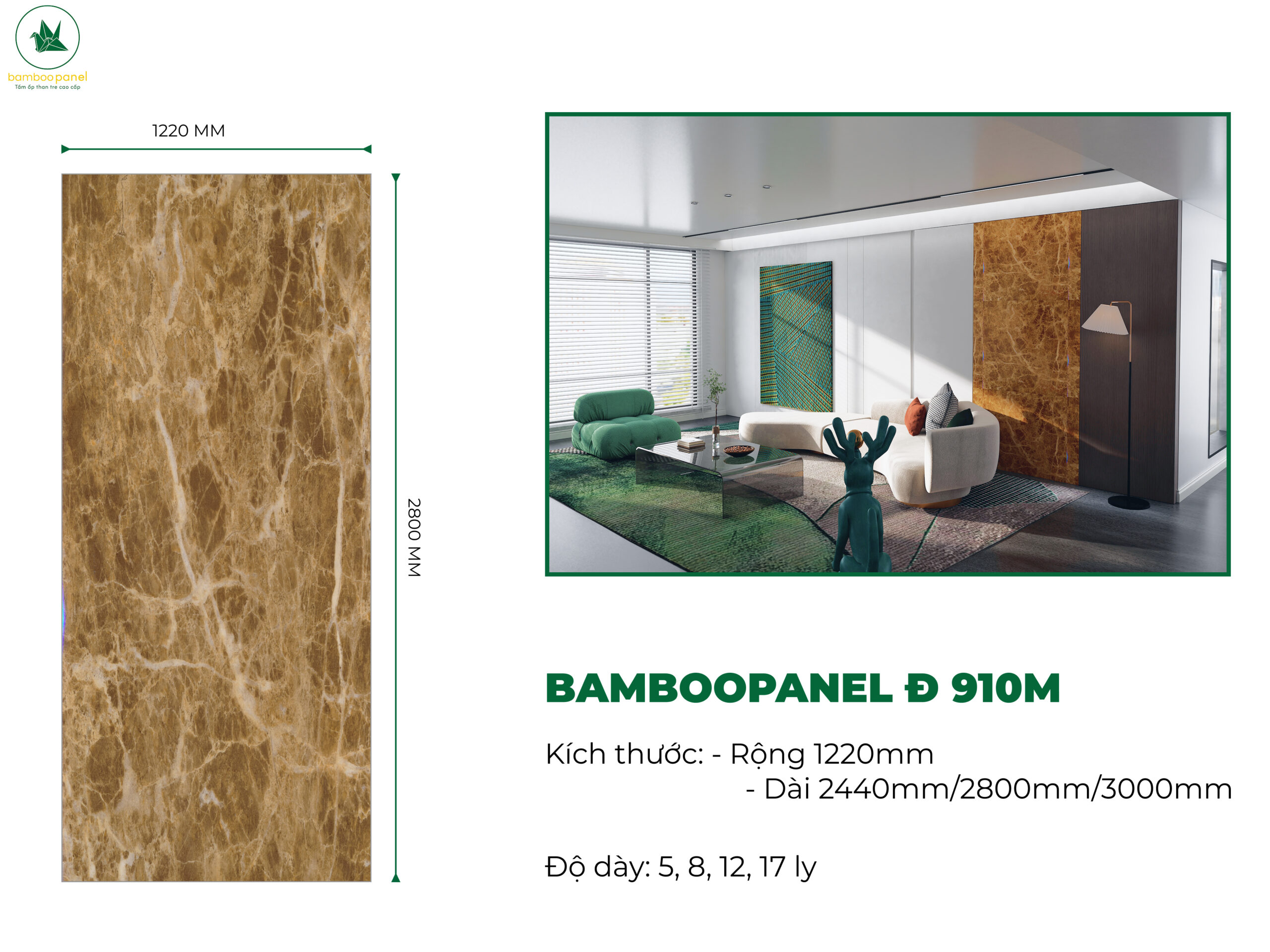 Tấm ốp than tre vân đá BambooPanel 