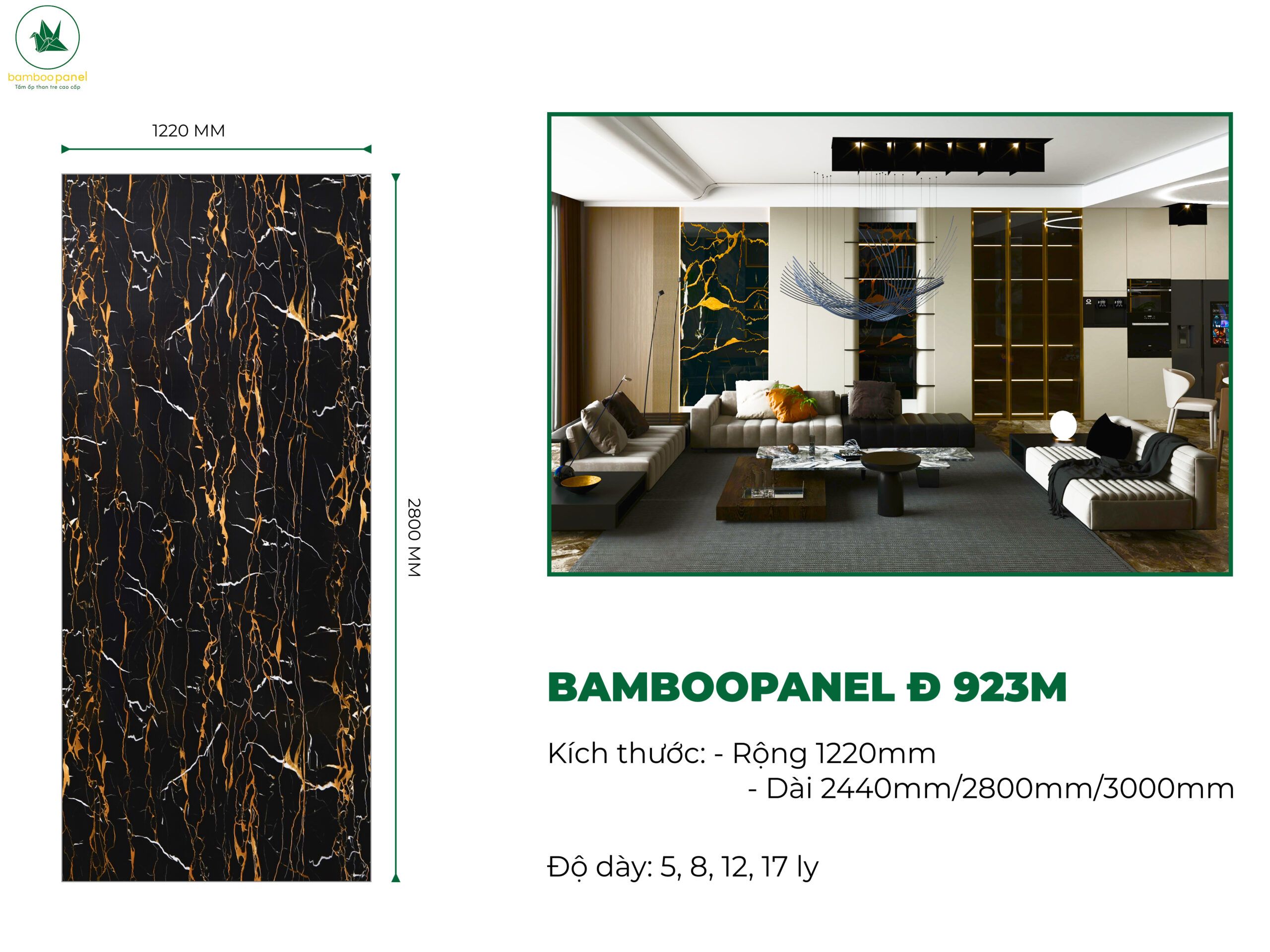 Tấm ốp than tre vân đá BambooPanel 