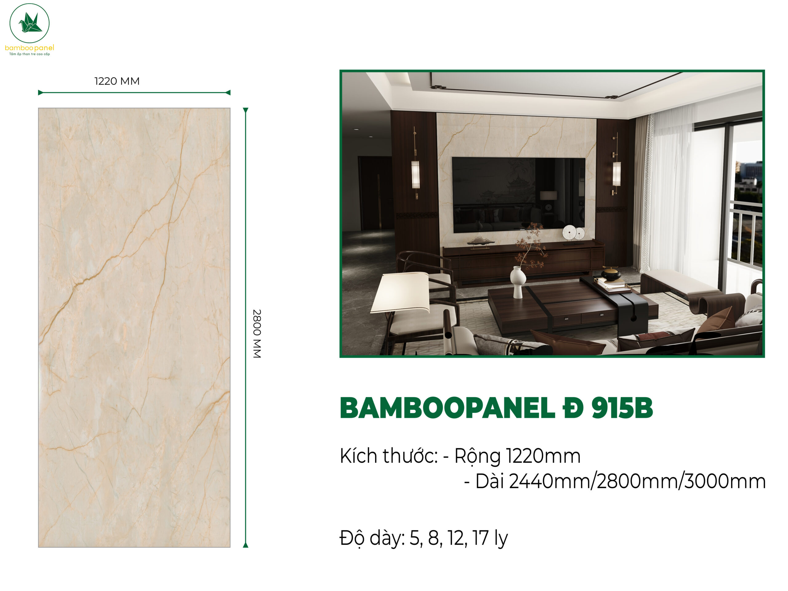Tấm ốp than tre vân đá BambooPanel 