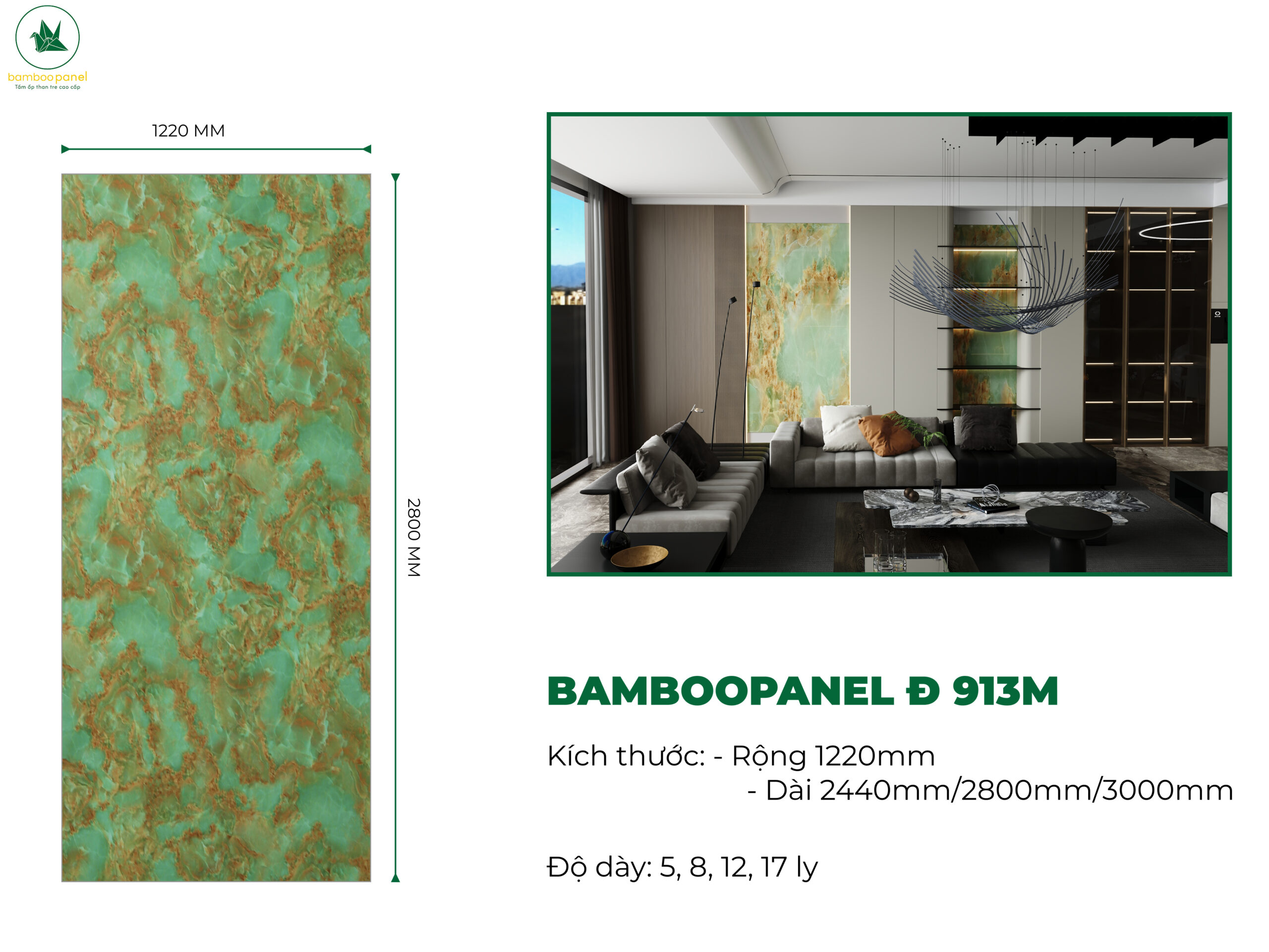 Tấm ốp than tre vân đá BambooPanel 