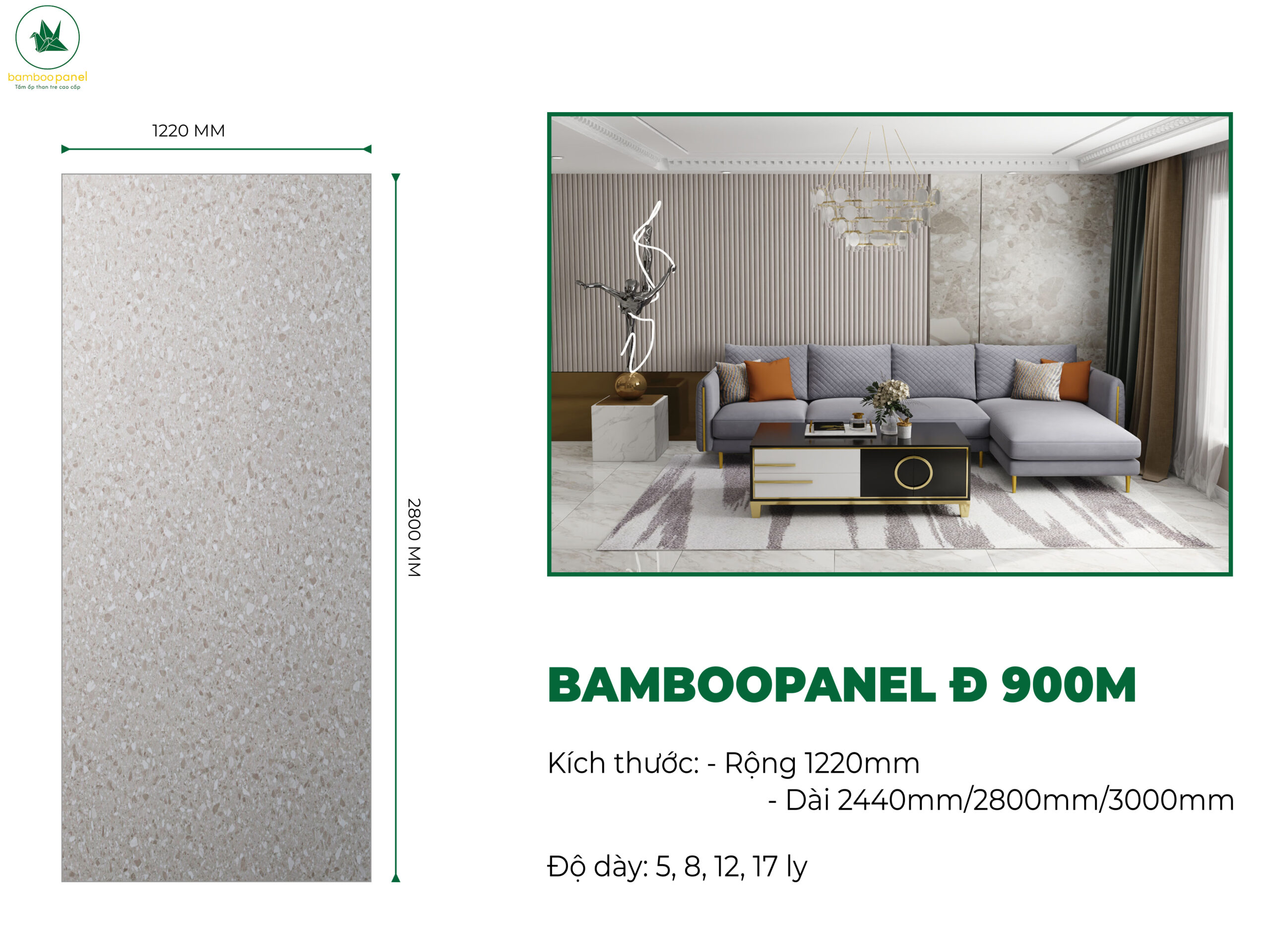 Tấm ốp than tre vân đá BambooPanel 