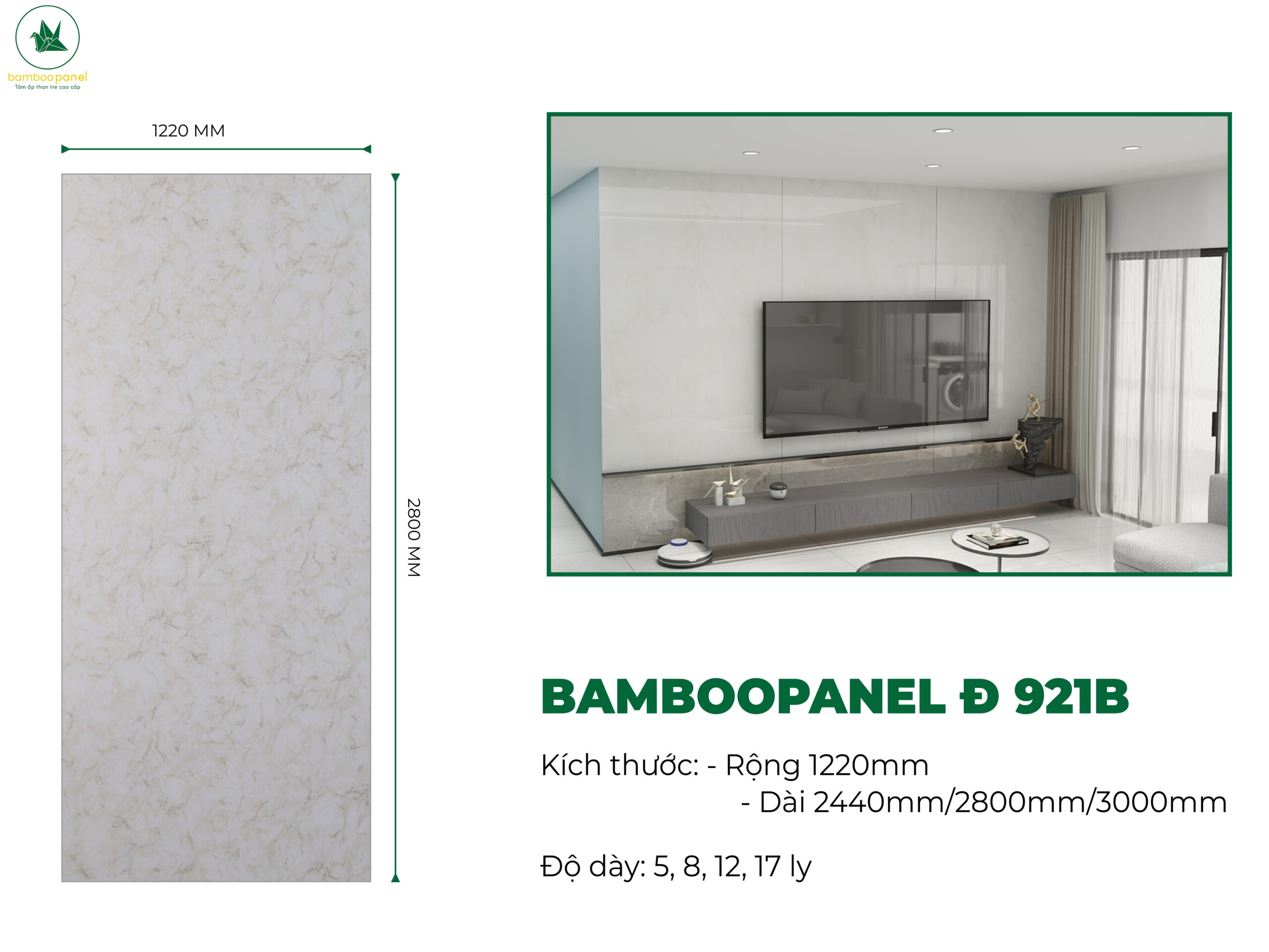 Tấm ốp than tre vân đá BambooPanel 