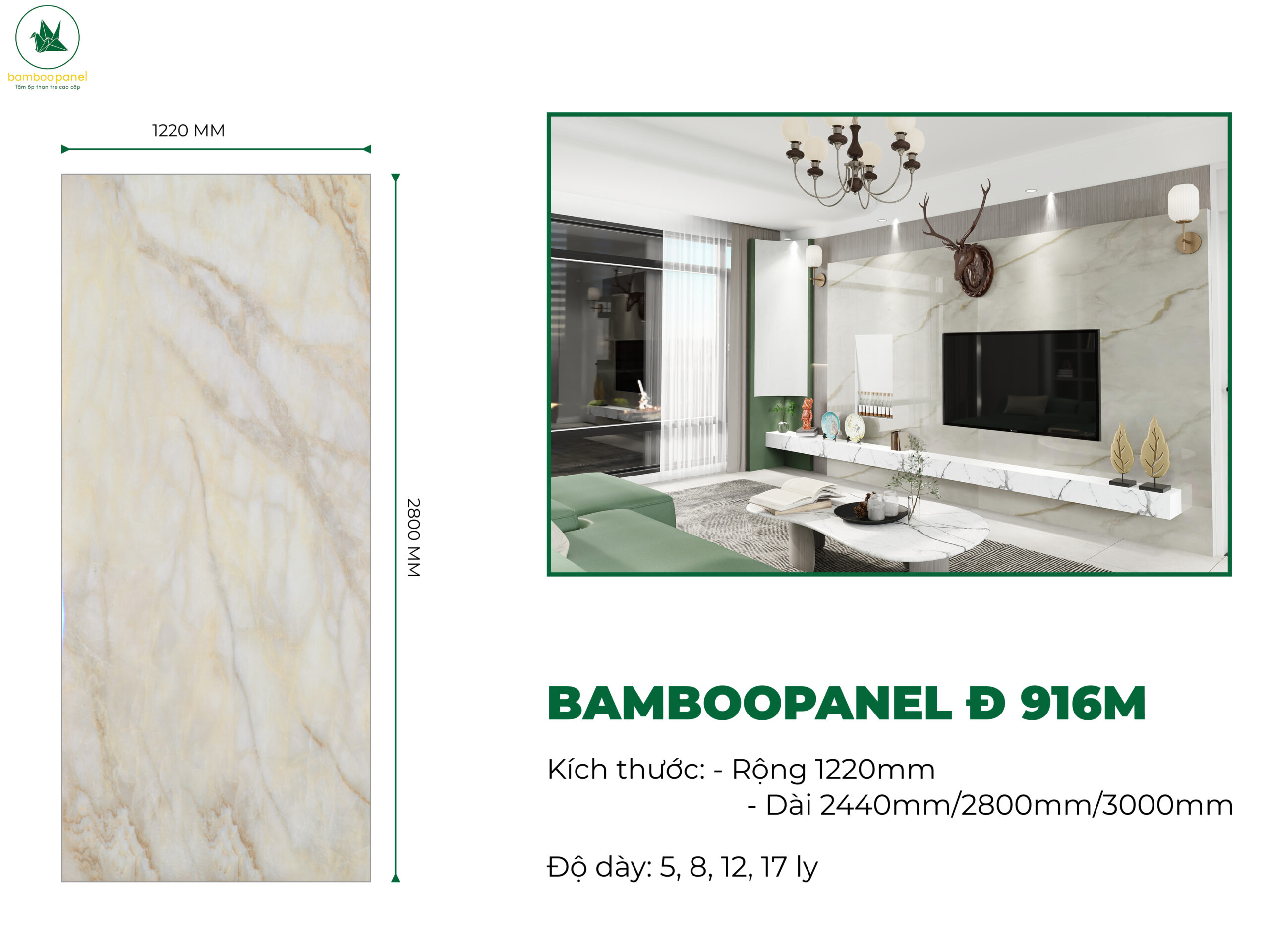 Tấm ốp than tre vân đá BambooPanel 