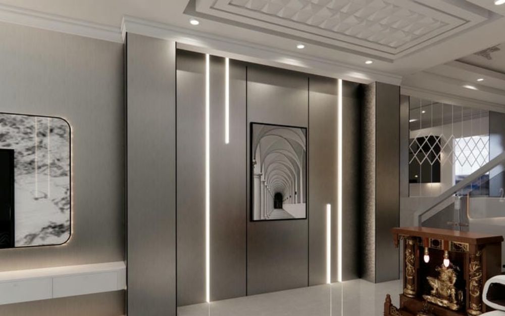 Tấm ốp kim loại cốt than tre có cấu trúc lõi than tre nén mật độ cao kết hợp với bề mặt phủ kim loại