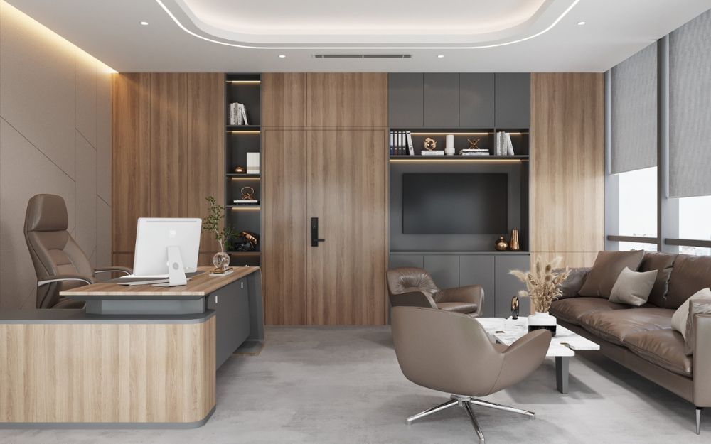 Ứng dụng tấm ốp than tre vân gỗ tại văn phòng