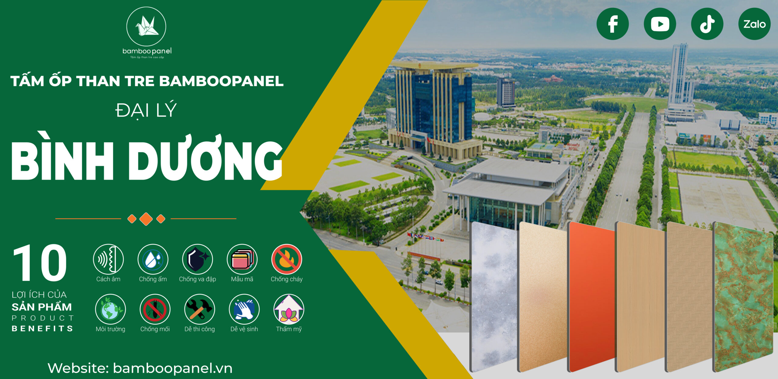BamBoo Panel tuyển đại lý tấm ốp than tre tại Bình Dương