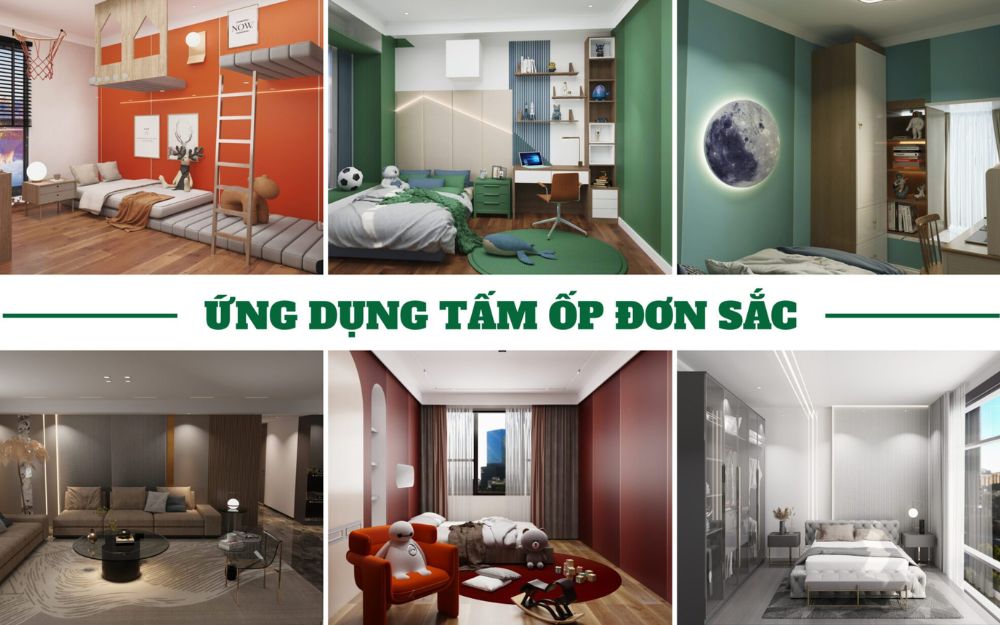 Tấm ốp than tre màu đơn sắc cho phòng khách