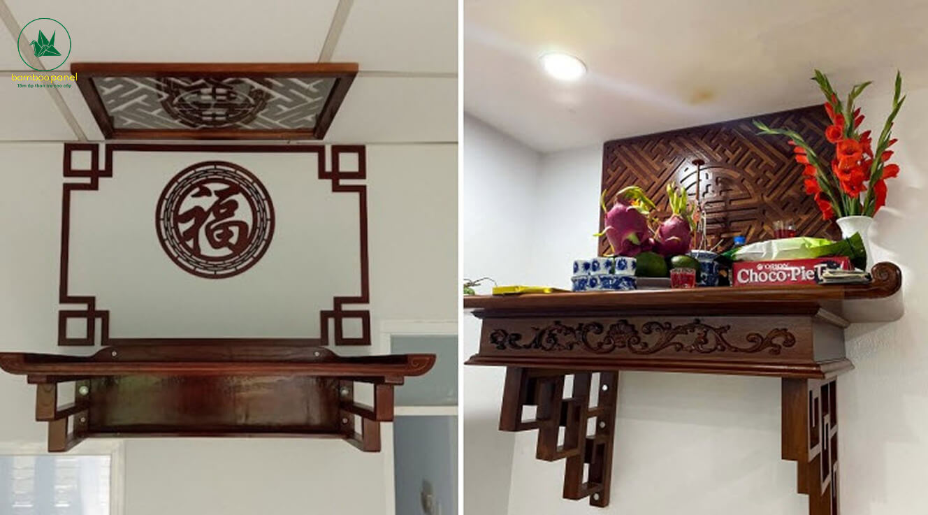 Mẫu bàn thờ treo tường đẹp cho nhà cấp 4, thiết kế nhỏ gọn và trang nhã