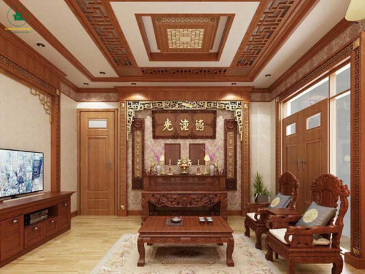 Bố trí ánh sáng phù hợp khi trang trí phòng khách nhà cấp 4 có bàn thờ