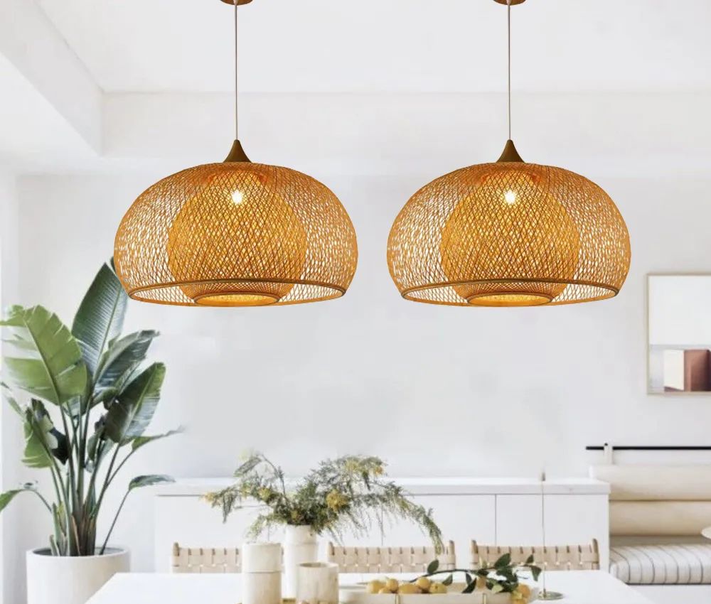 Đèn mây tre đan mộc mạc
