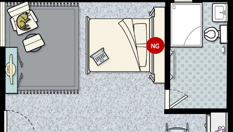 Đầu giường kê vào tường nhà vệ sinh dễ dẫn đến các bệnh lý tiêu cực