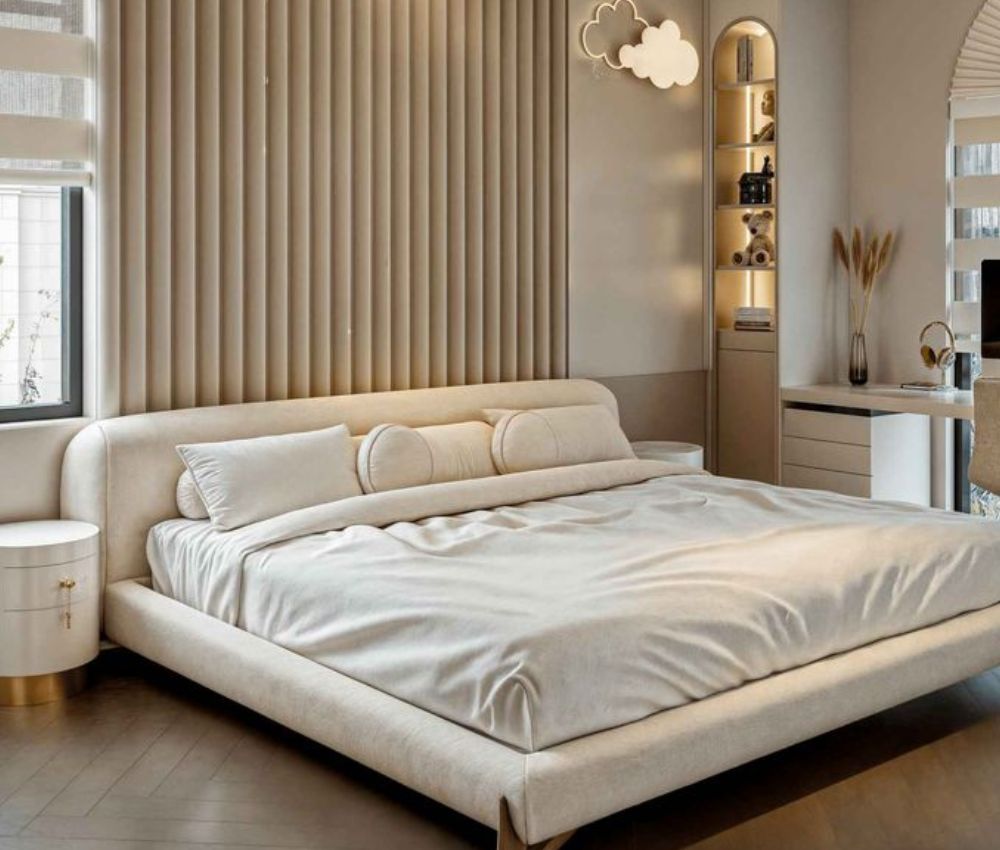 Decor phòng ngủ có giường đơn giản nên hạn chế đồ trang trí cầu kỳ