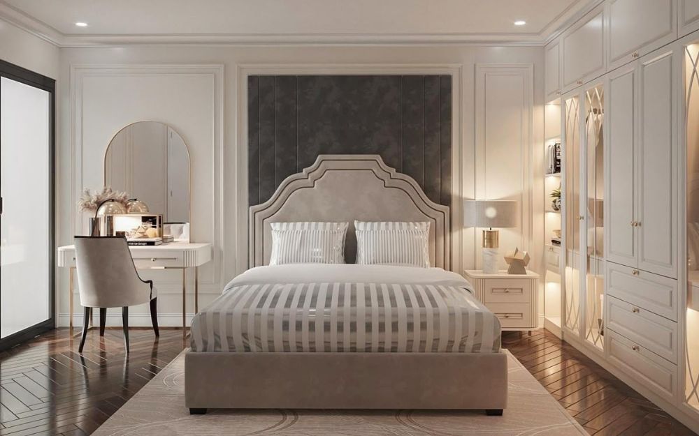 Decor phòng ngủ lớn theo phong cách tân cổ điển