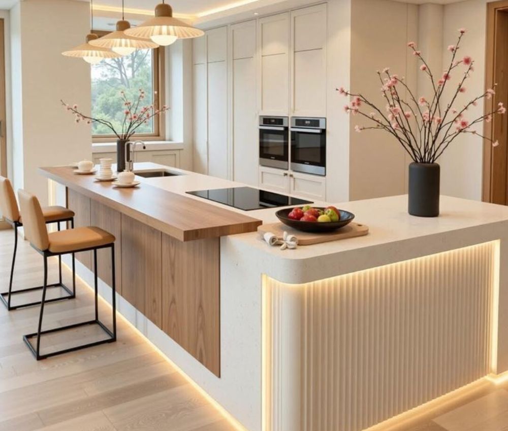 Phòng bếp kết hợp phòng ăn hiện đại