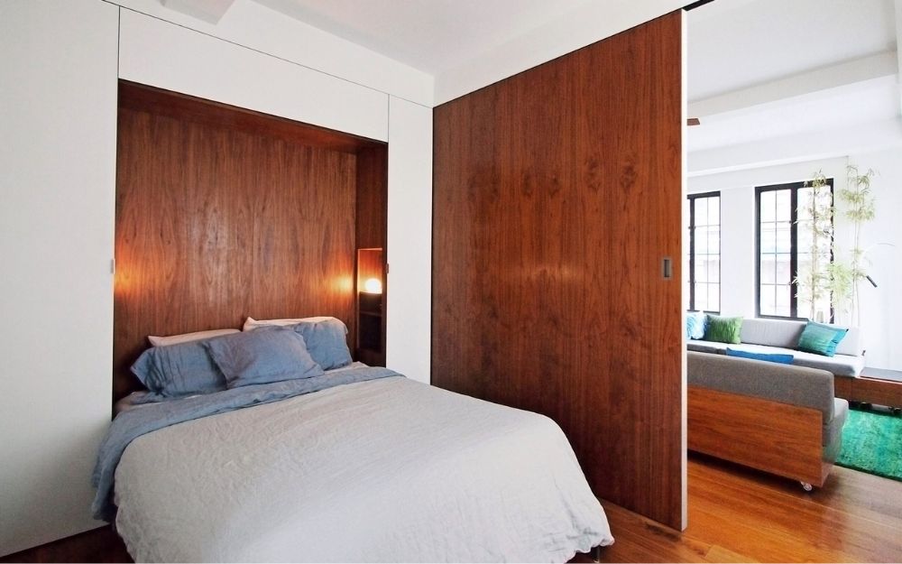 Mẫu vách ngăn phòng khách với phòng ngủ tạo cảm giác ấm cúng