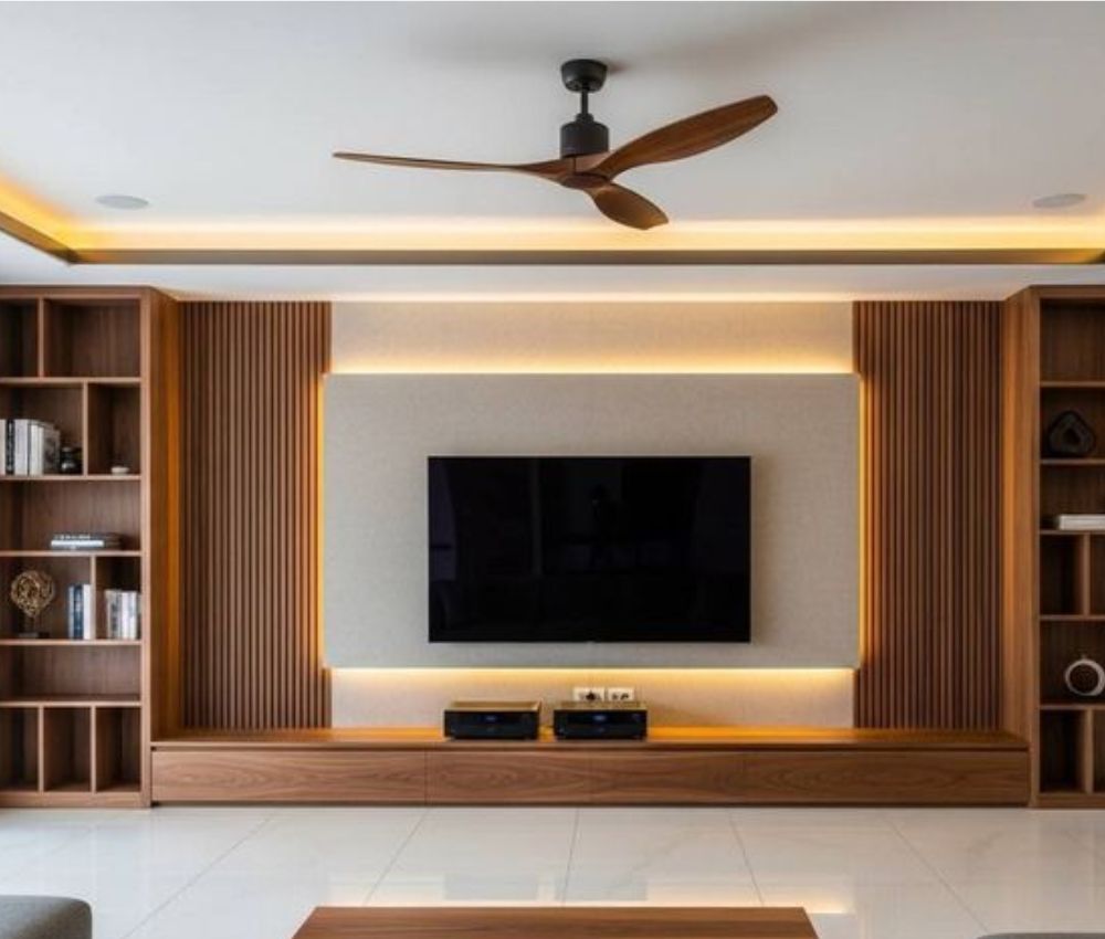 Tấm nhựa ốp tường lam sóng tạo điểm nhấn cho phòng khách