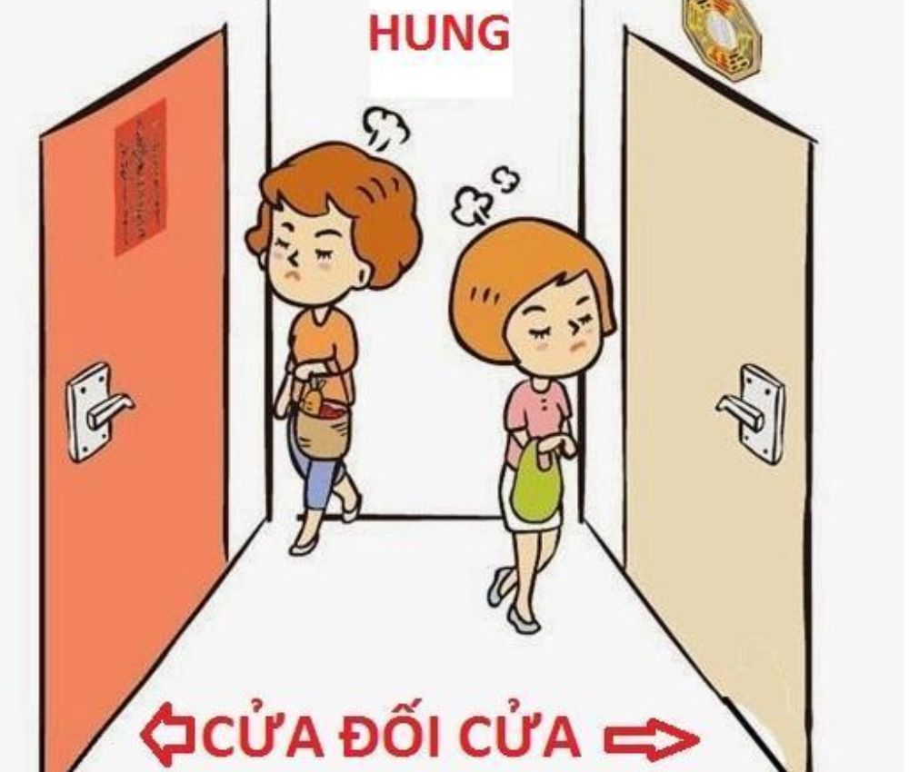 Hai cửa phòng ngủ đối diện nhau gây ra sự bất hoà trong gia đình