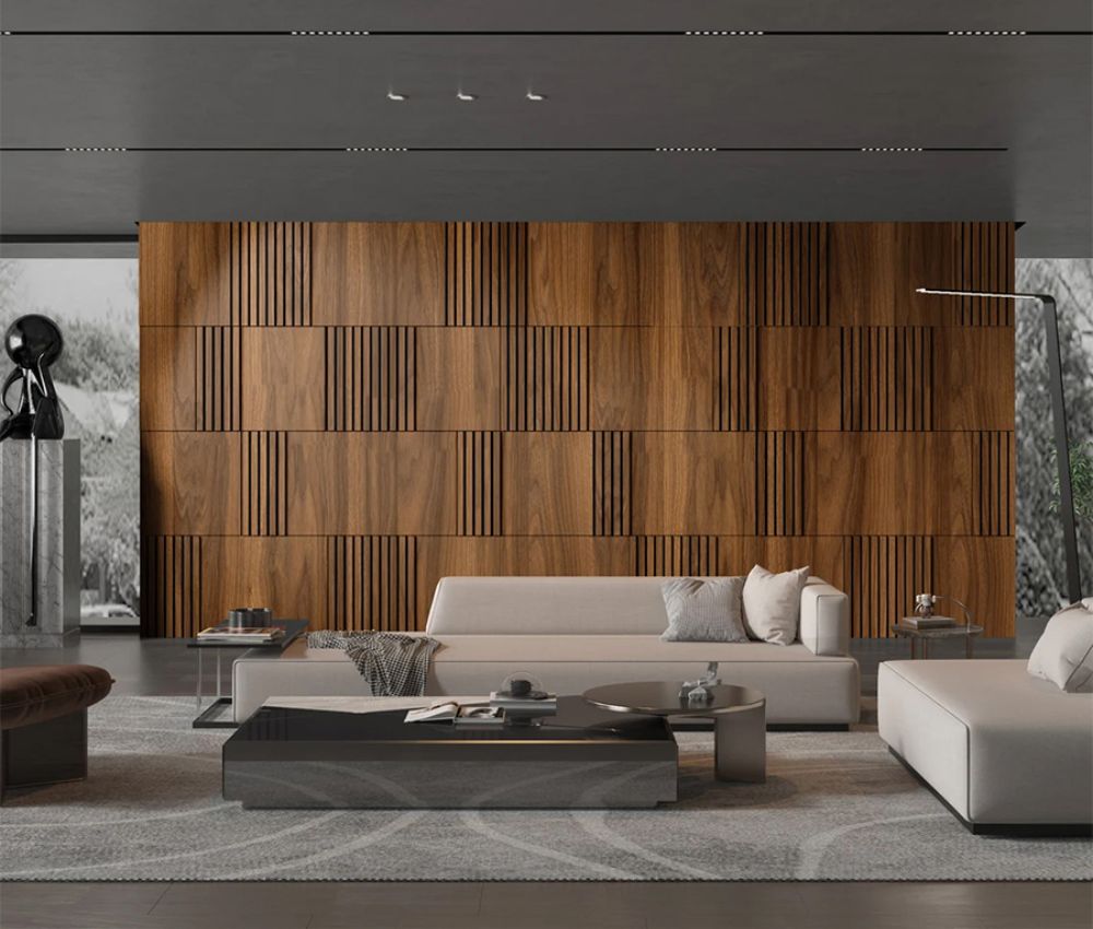 Tấm ốp than tre vân gỗ tạo cảm giác ấm cúng, gần gũi