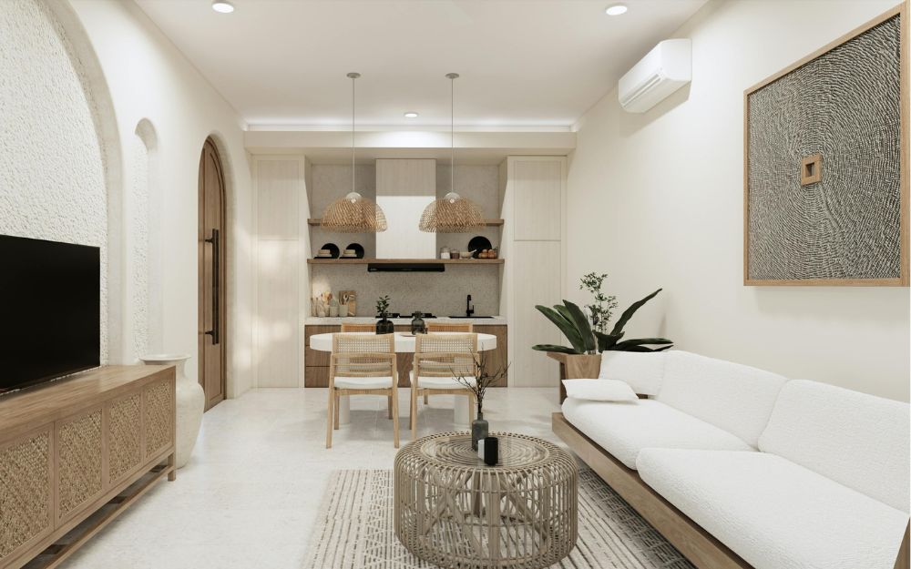 Phòng khách nhà phố có diện tích dao động 18-25m²