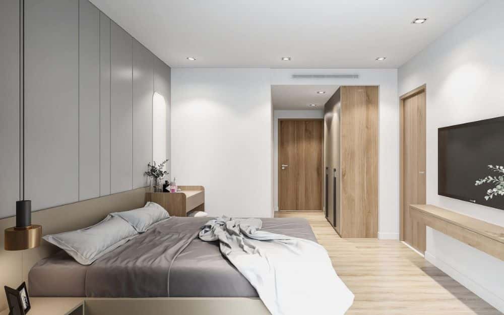 Phòng ngủ cho nhà ống thường có diện tích dao động từ 10–18m²