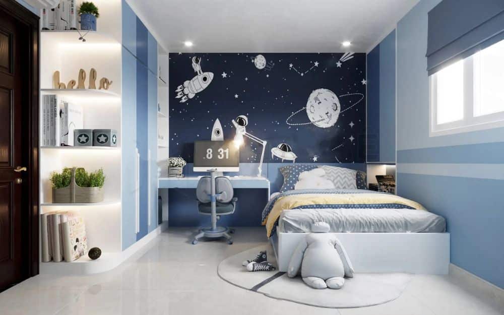 Phòng ngủ cho trẻ em khoảng 10-15 m² là hợp lý