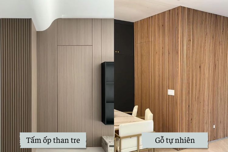 So sánh tấm ốp than tre với gỗ tự nhiên