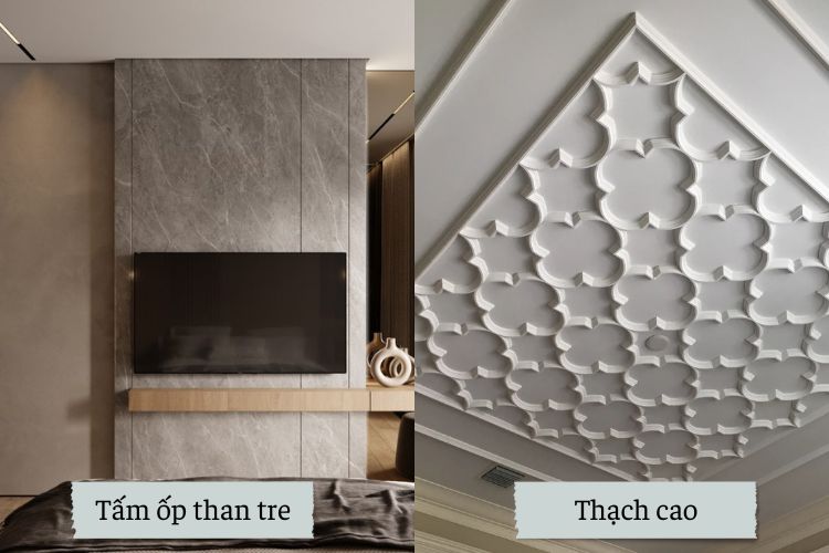 So sánh tấm ốp than tre với tấm thạch cao