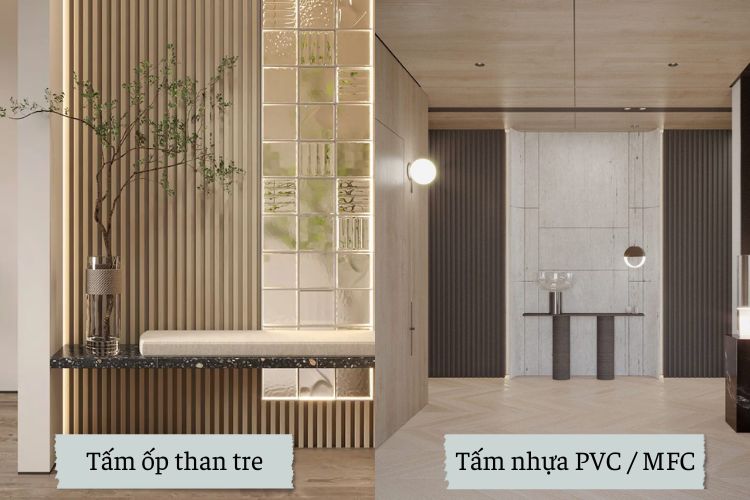 So sánh tấm ốp than tre với tấm nhựa PVC / MFC