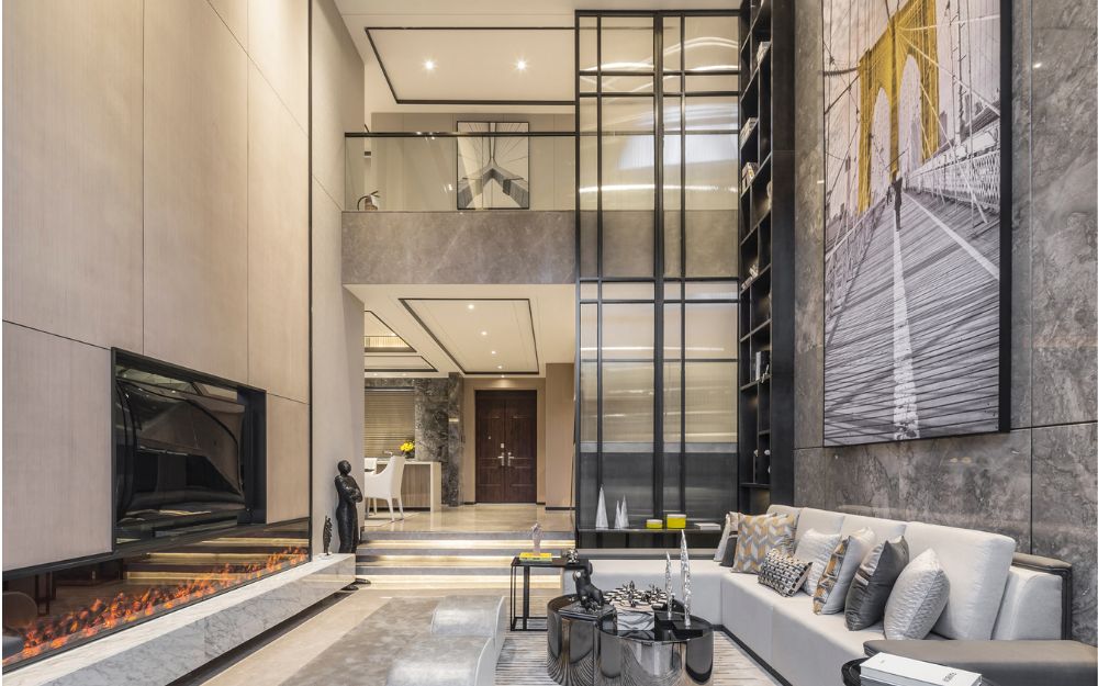 Trong không gian phòng khách có thể lựa chọn nhiều loại tấm ốp than tre khác nhau