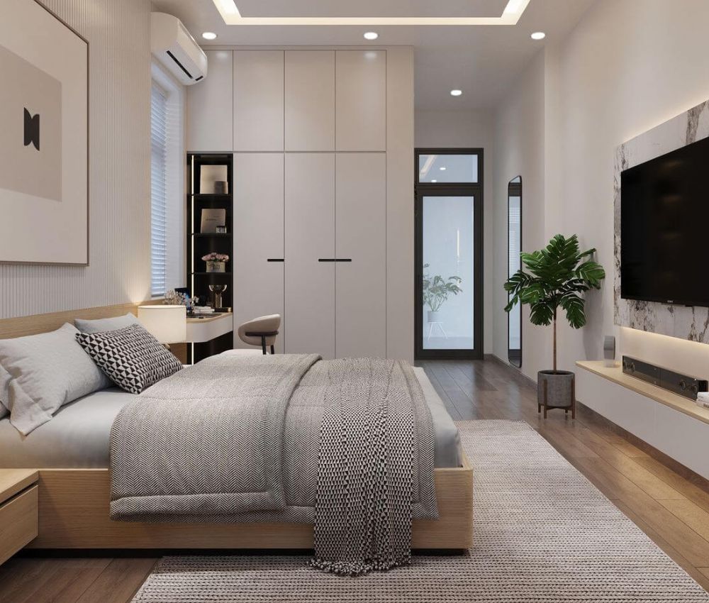 Vị trí lắp điều hòa cho phòng ngủ có giường ở giữa phòng