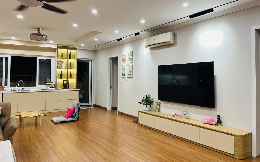 Phòng khách rộng bao nhiêu là đẹp cho chung cư tùy thuộc vào tổng diện tích