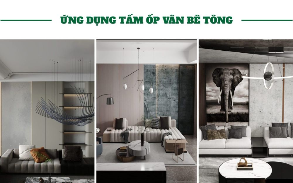 Ứng dụng tấm ốp vân bê tông