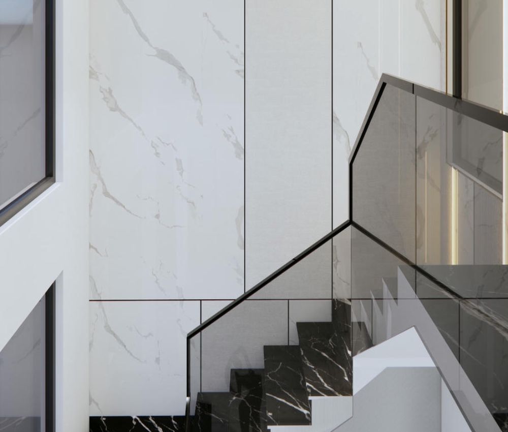 Ốp cầu thang và hành lang chắc chắn, sạch sẽ