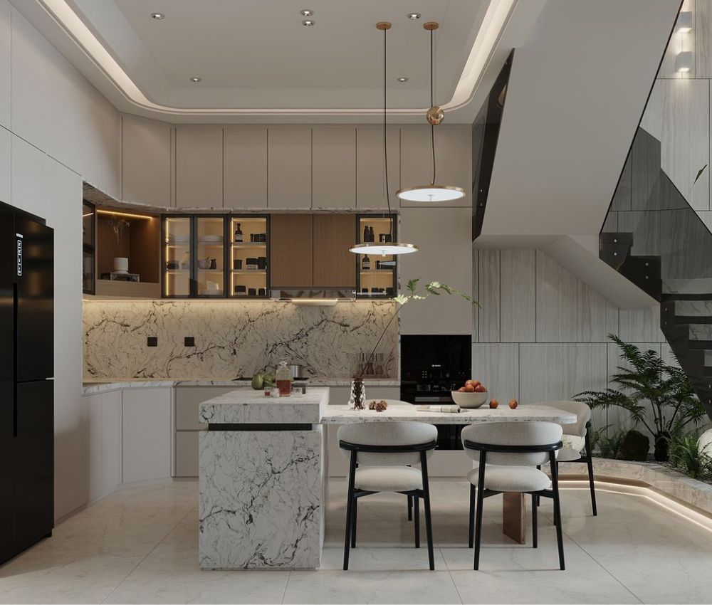 Chiều cao phù hợp cho trần phòng bếp khoảng 3.0m đến 3.3m