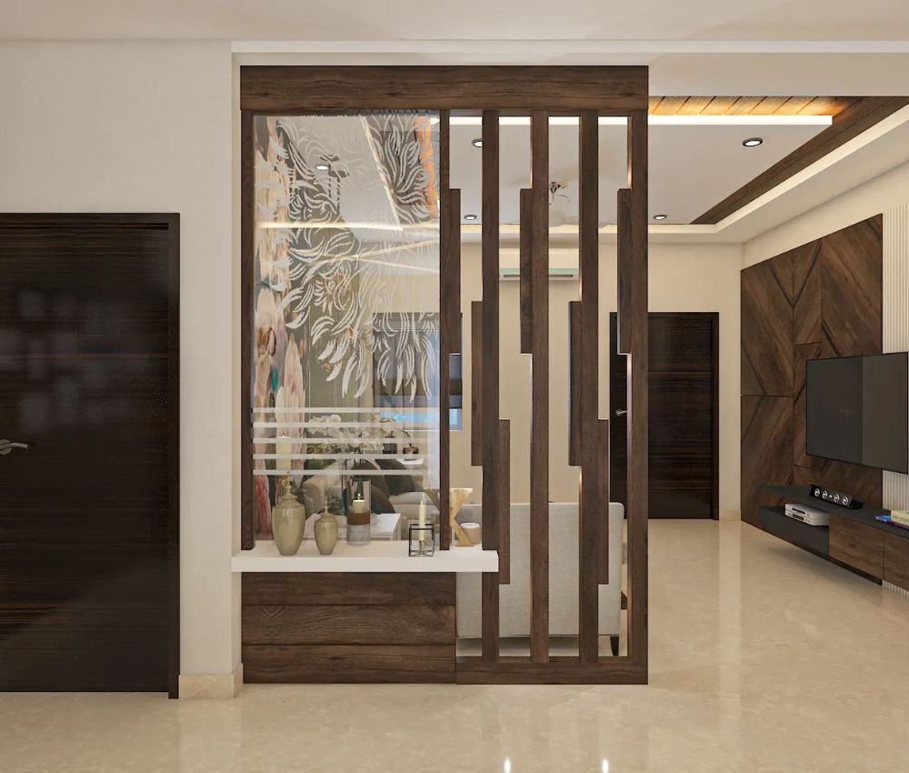 Mẫu vách ngăn gỗ kính cường lực khung kim loại có độ bền cao