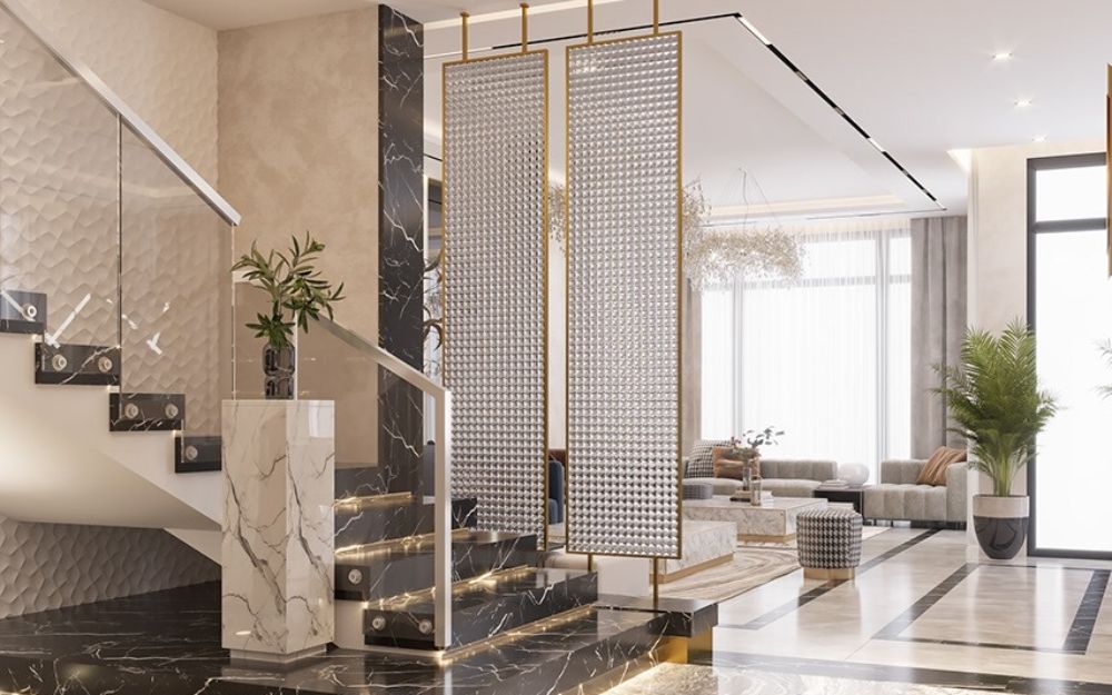 Mẫu vách được chạm khắc hoa văn trên gỗ bằng công nghệ CNC