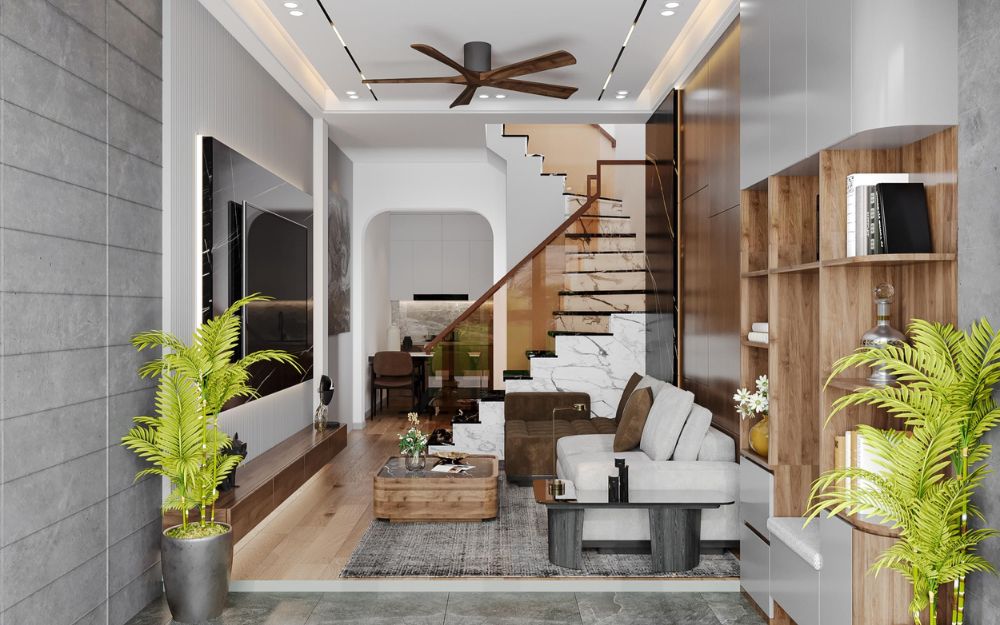 Diện tích phòng khách nhà ống 5m tối thiểu 12m2