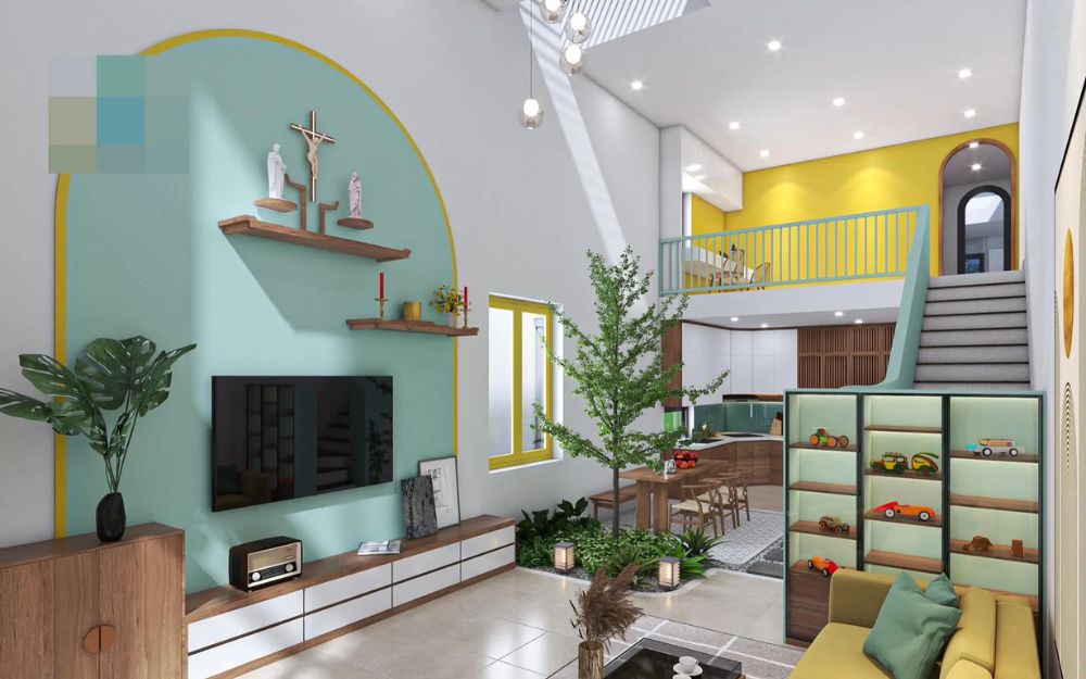 Thiết kế phòng khách liền bếp cho nhà cấp 4 có diện tích từ nhỏ đến trung bình