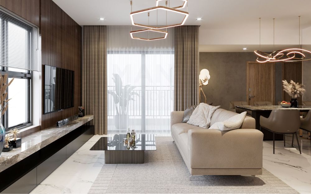 Mẫu phòng khách nhà ống theo phong cách hiện đại