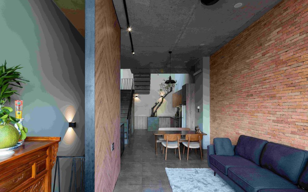 Mẫu phòng khách ở tầng lửng cho nhà ống nhỏ