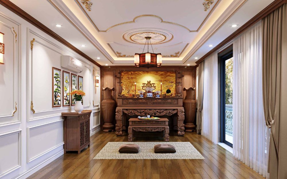 Kích thước cửa sổ phòng thờ lớn có thể đạt 900 x 1200 mm hoặc 1000 x 1400 mm