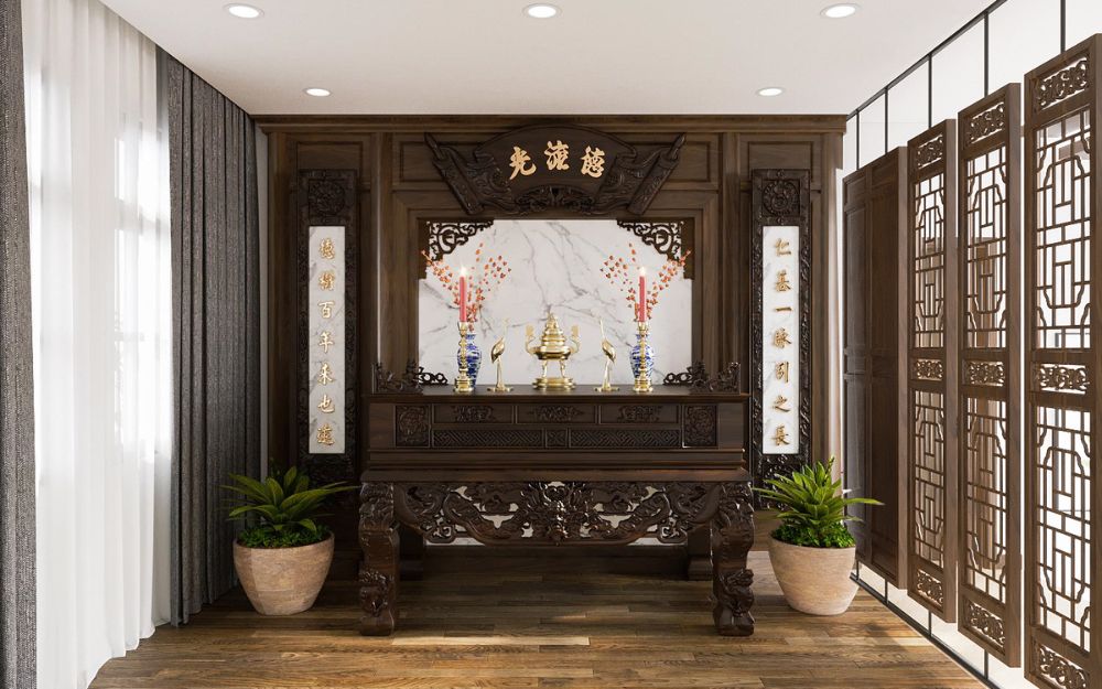 Phòng thờ có diện tích trung bình kích thước cửa sổ phổ biến là 700 x 1100 mm hoặc 800 x 1200 mm