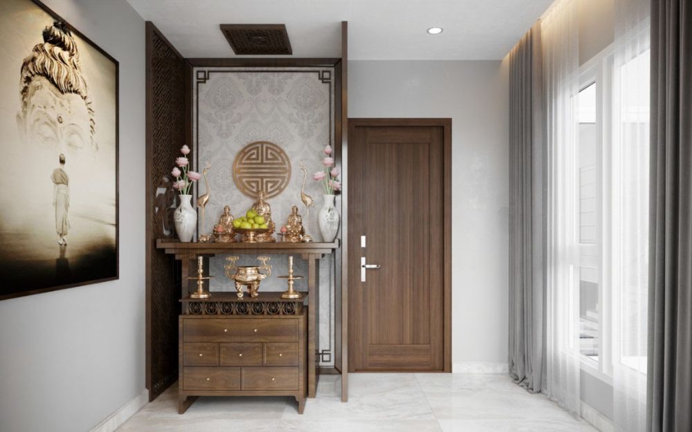 Kích thước cửa sổ phòng thờ trong nhà phố khoảng 700 x 1100 mm là hợp lý