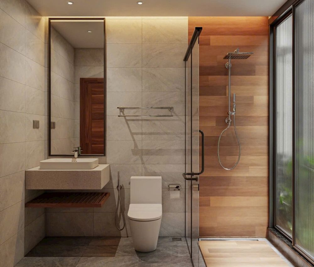 Lavabo thường có chiều rộng từ 0,5m - 0,7m, chiều sâu khoảng 0,45m – 0,5m