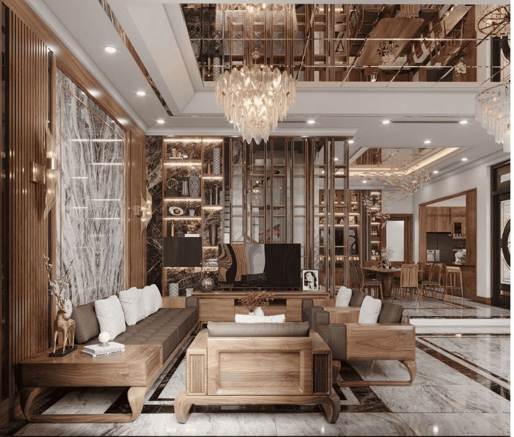 Vách ngăn nhẹ giúp giảm xung giữa phòng bếp và phòng khách