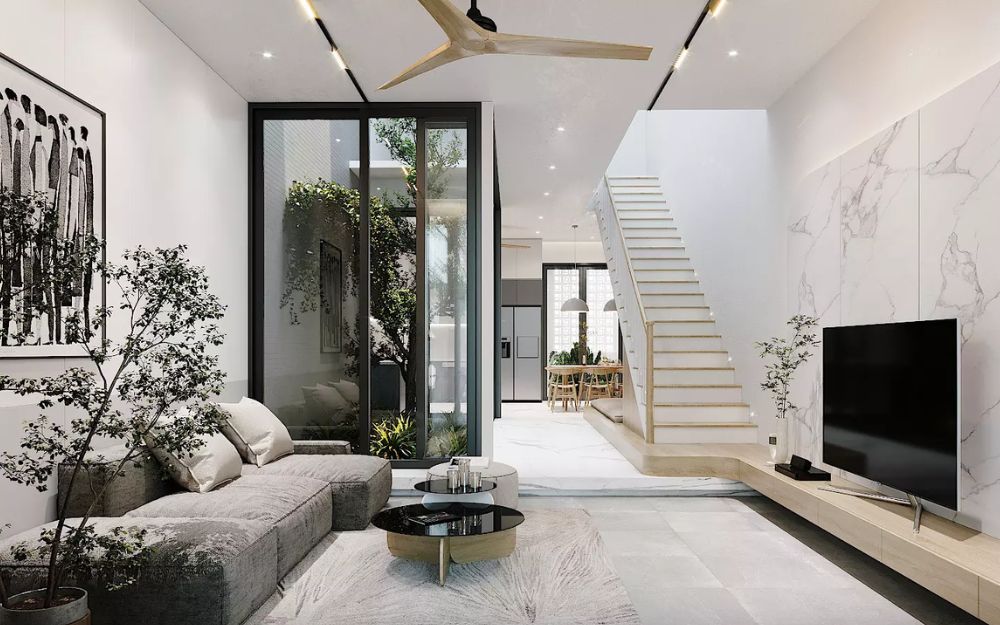 Theo phong thủy, phòng khách thường được khuyến nghị đặt ở vị trí cao ráo