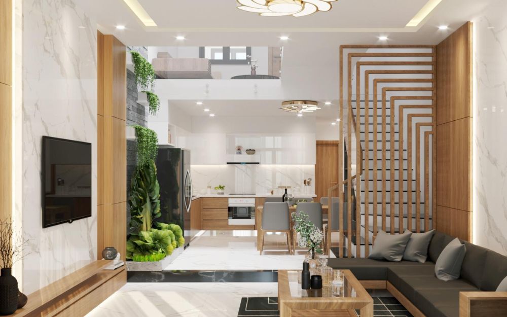 Phòng bếp cao hơn phòng khách không hoàn toàn bị coi là xấu phong thủy