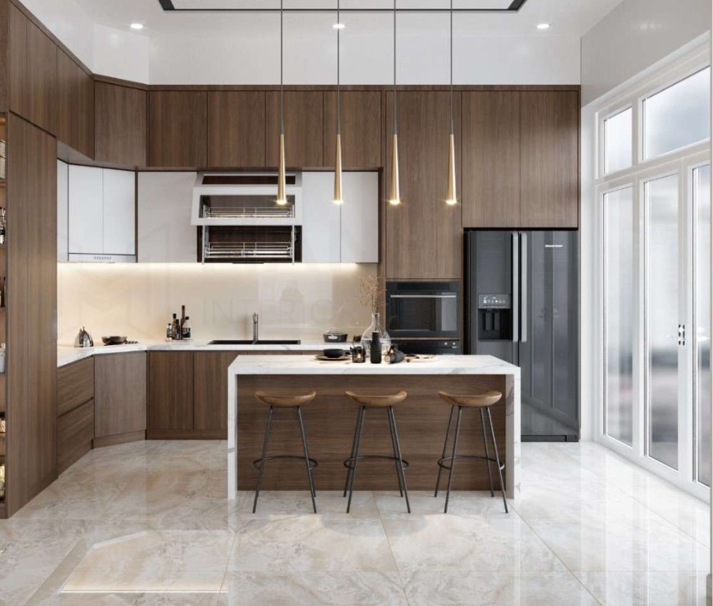 Chiều rộng lối đi trong bếp nên đạt tối thiểu 90 cm đối với bếp một người sử dụng